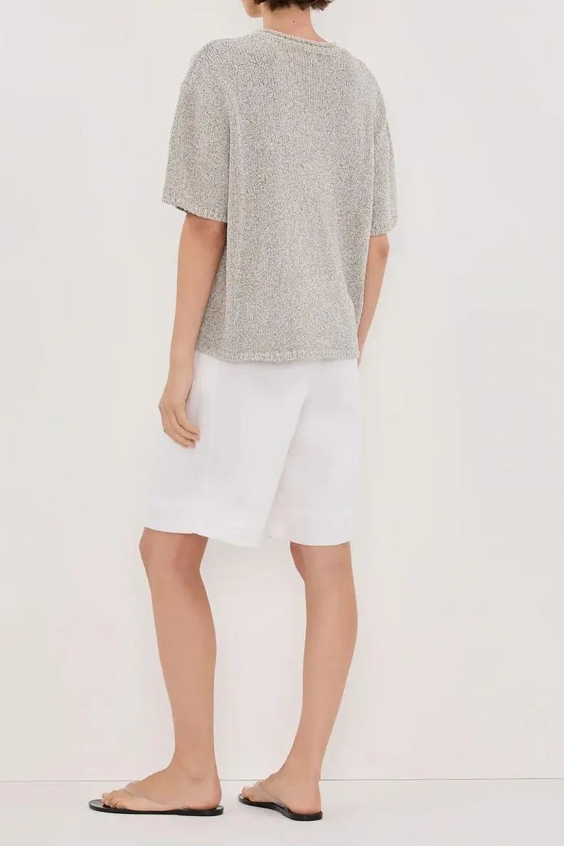 SILVER BOXY KNIT TEE