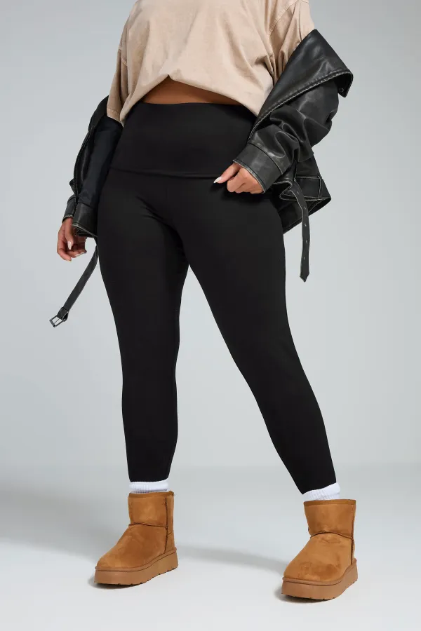 LIMITED COLLECTION Curve Black Fold Over Leggings