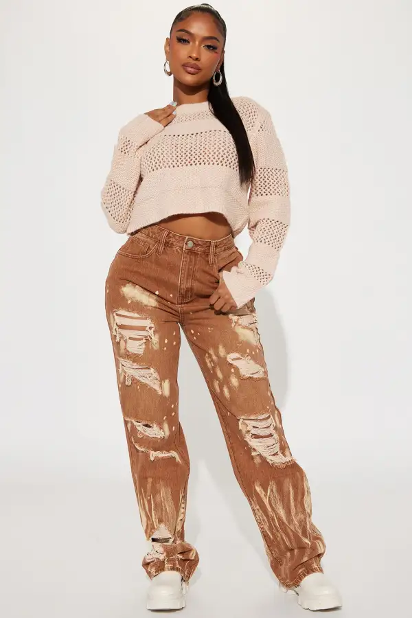 Sand Dunes Crochet Sweater - Tan