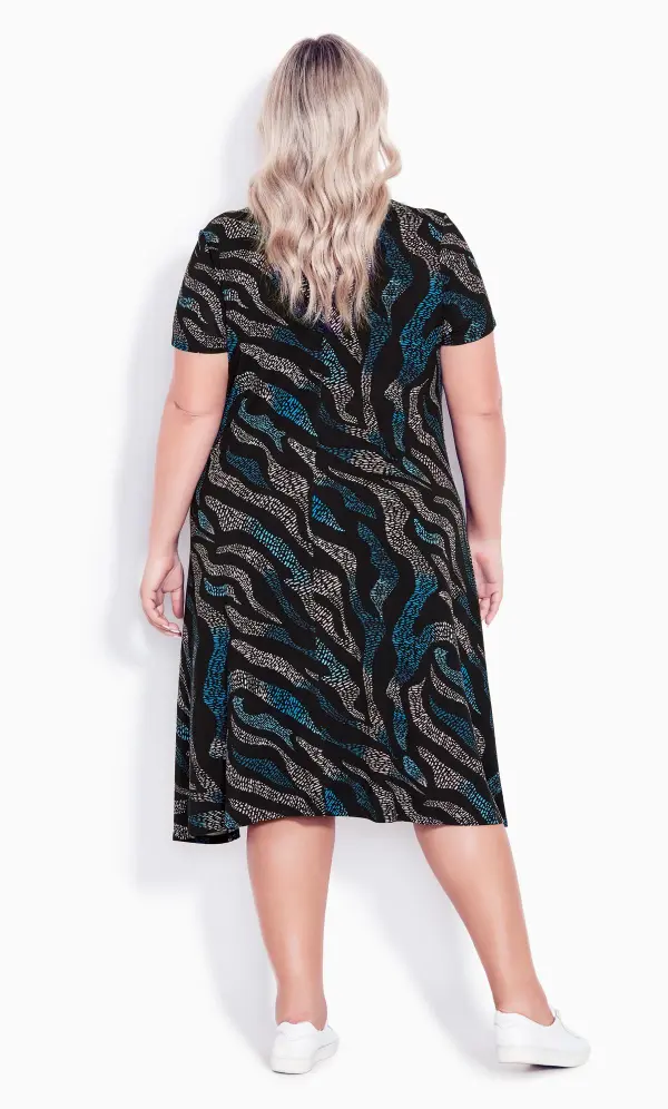 Evans Black Cross Back Knit Print Dress
