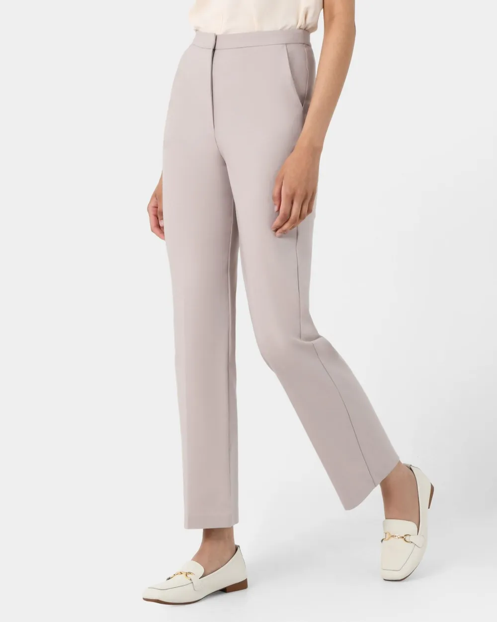 Straight Leg Silhouette Pants -Grey