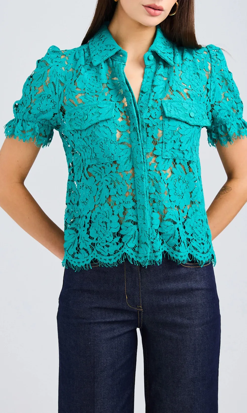 Wide-Leg Denim Pants