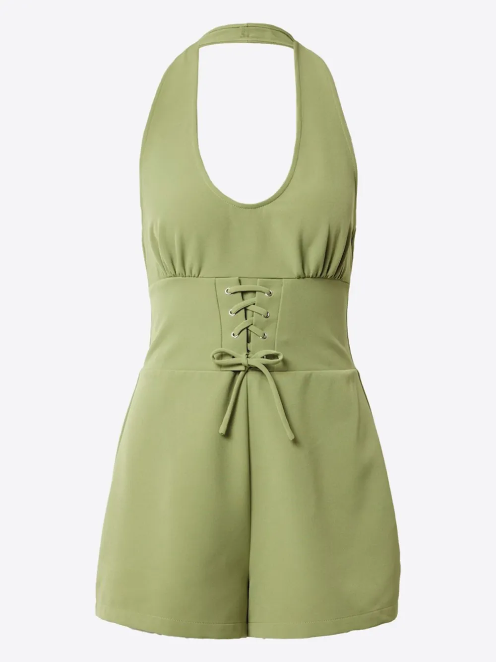 Apple Green Casual Style Short Jumpsuit