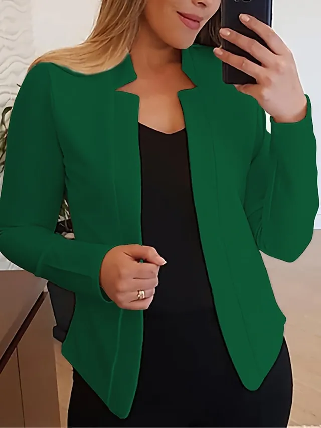 Women's Blazer Formal Slim Fit Plain Windproof Streetwear Regular Fit Outerwear Long Sleeve Fall Light Pink S