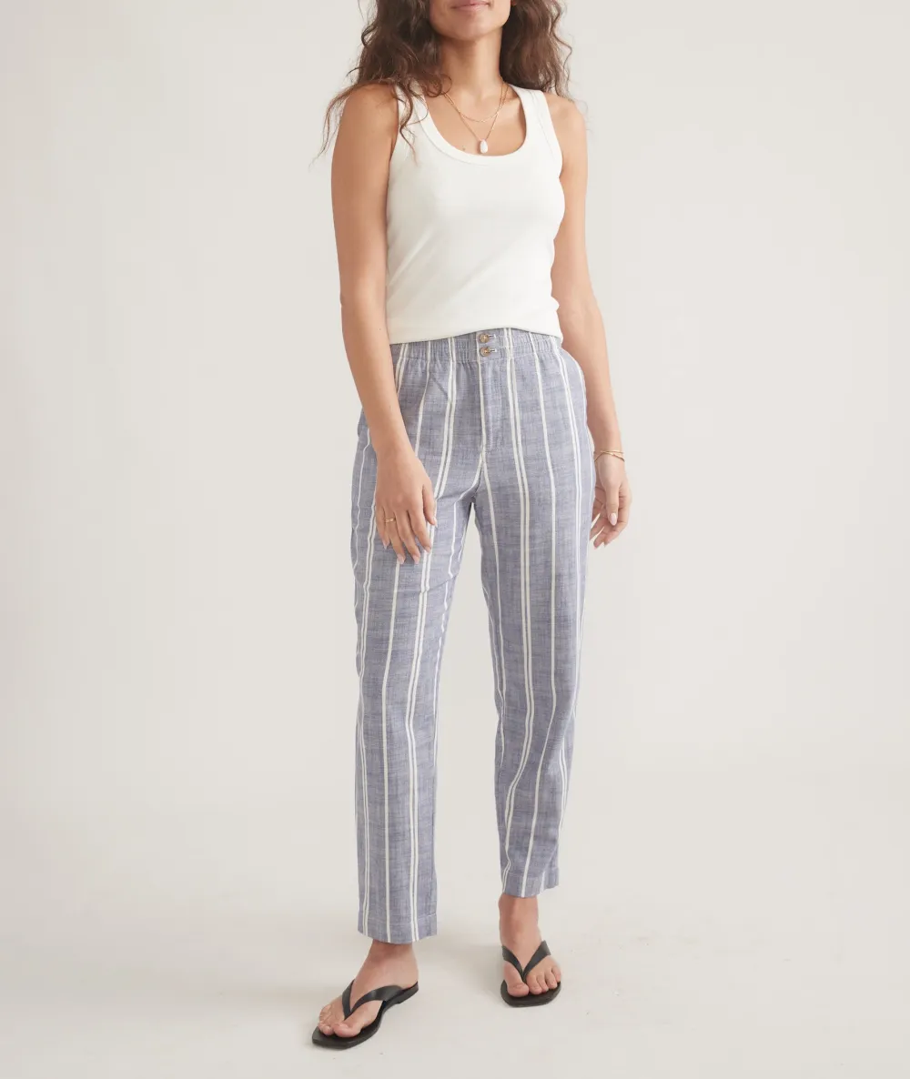 Skipper Blue Striped Cropped Trousers