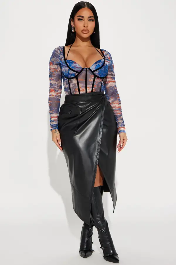 Out Of Touch Mesh Bodysuit - Blue/combo