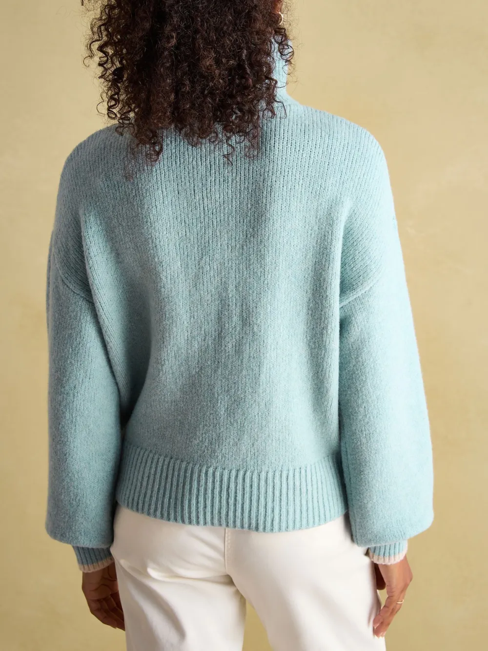 Pink Knitted Quarter Zip Jumper