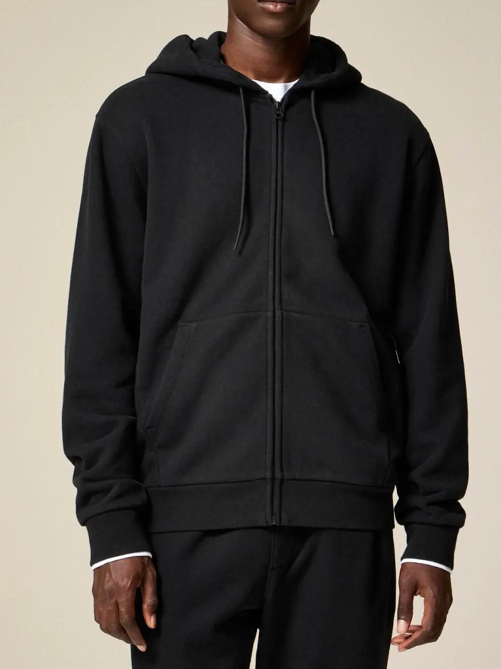Black Zip Front Hooded Men's Jogger Style Sweatshirt