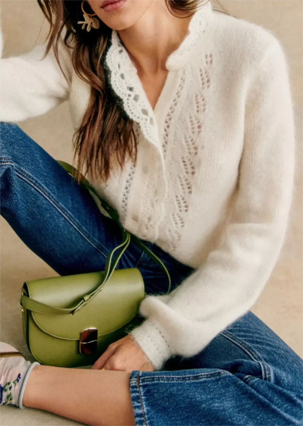 Lace Detailing White Cardigan