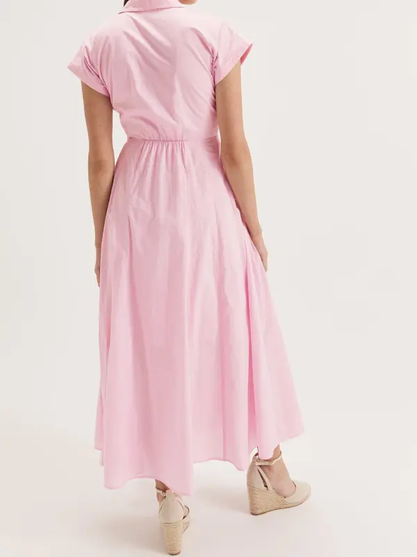 Pink Flattering Fit Shirt Dress