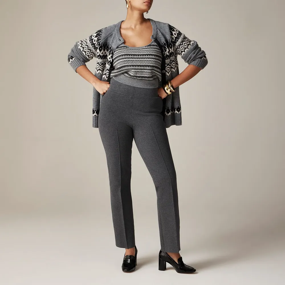High-Rise Pintuck Straight Leg Pants