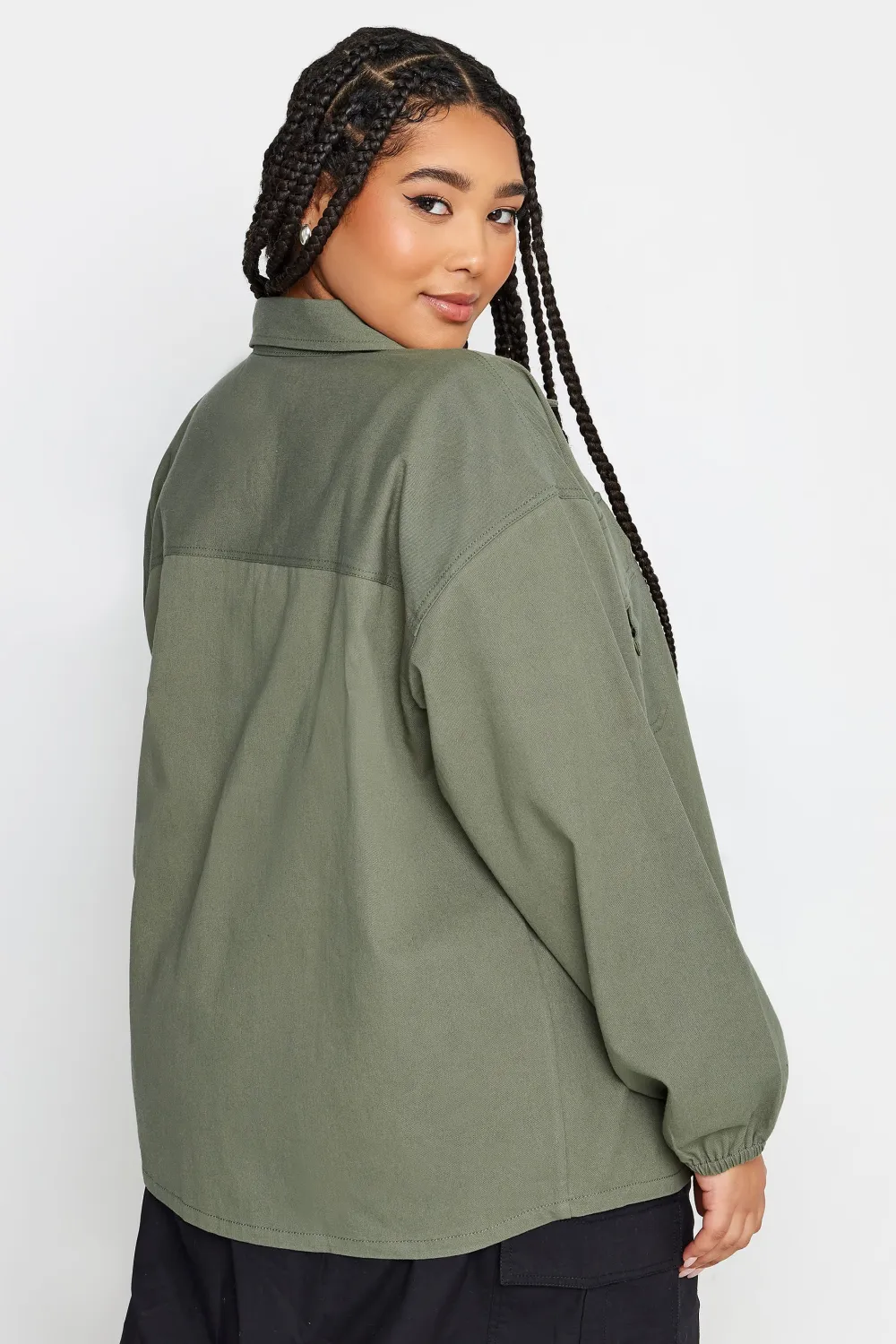 YOURS Curve Khaki Green Utility Bomber Jacket