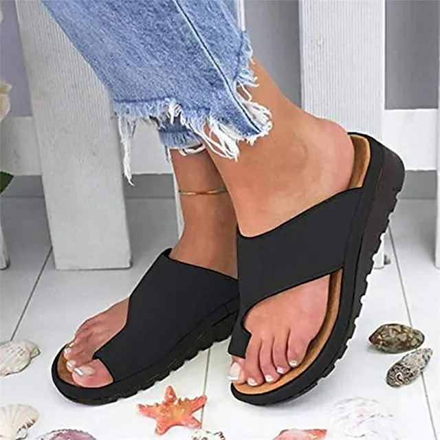 Women's Sandals Flat Sandals Orthopedic Sandals Bunion Sandals Outdoor Slippers Outdoor Daily Beach Summer Flat Heel Open Toe Casual Minimalism PU Leather Faux Leather Loafer Solid Color Leopard