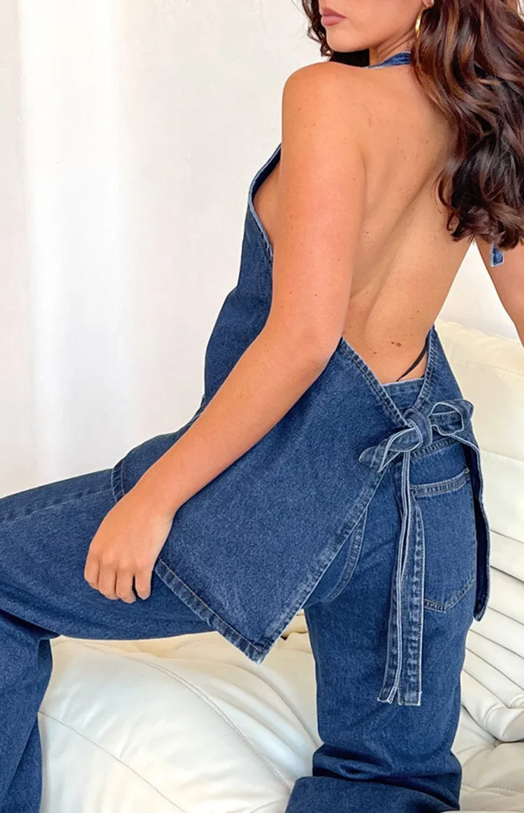 Sleeveless Dark Denim Vest