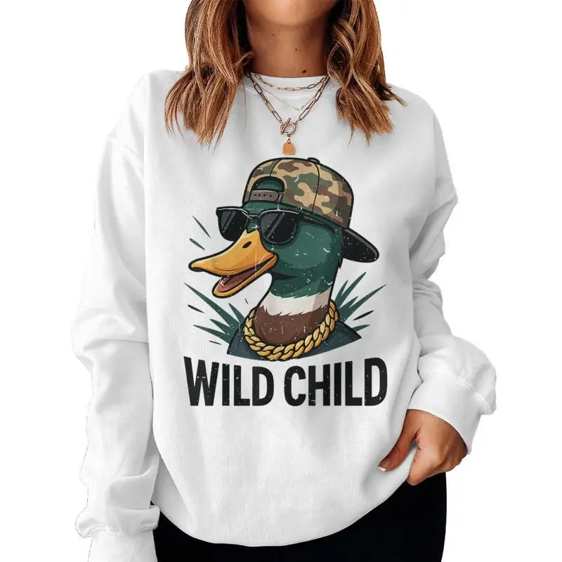 Youth Boy Wild Child Mallard Duck Hunting Camo Hunting Women Sweatshirt