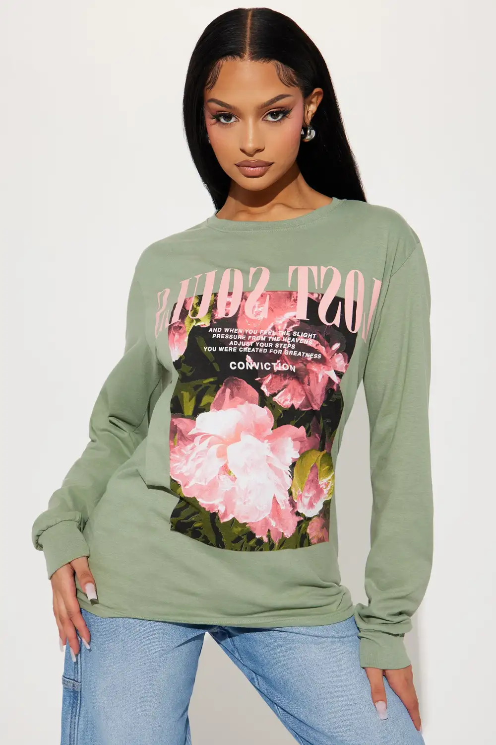 City Blooms Long Sleeve Tee - Sage