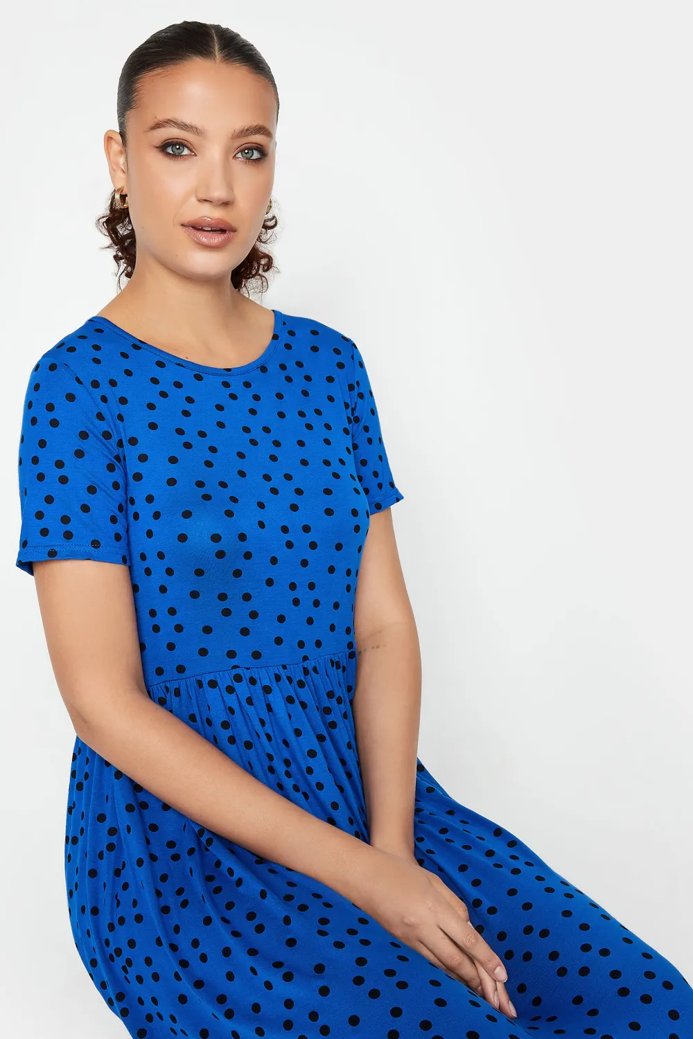 LTS Tall Cobalt Blue Polka Dot Maxi Dress