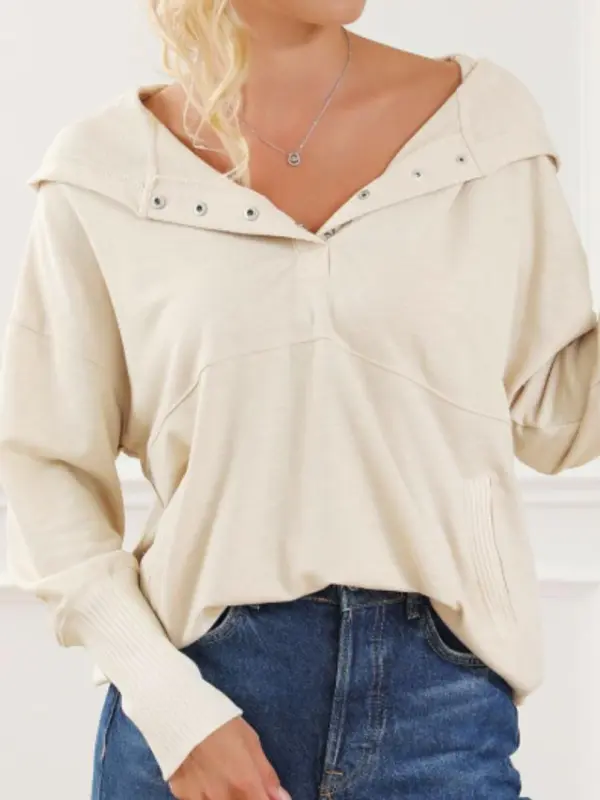Classic Casual Simple Cream  Hoodie