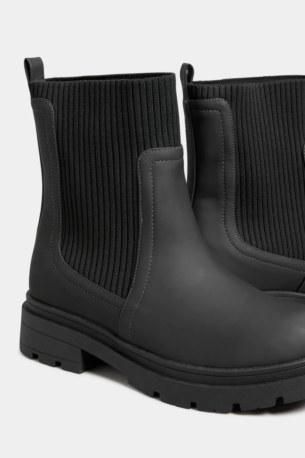YOURS Curve Black Sock Chelsea Boots In Wide E Fit & Extra Wide EEE Fit