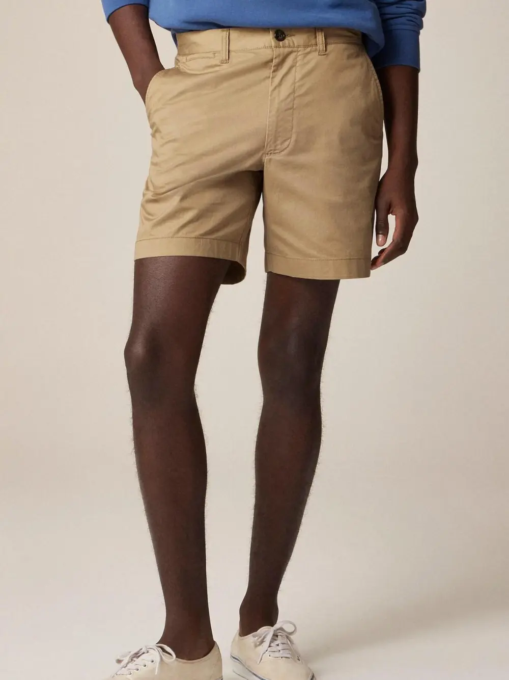 Khaki Cotton Blend Shorts