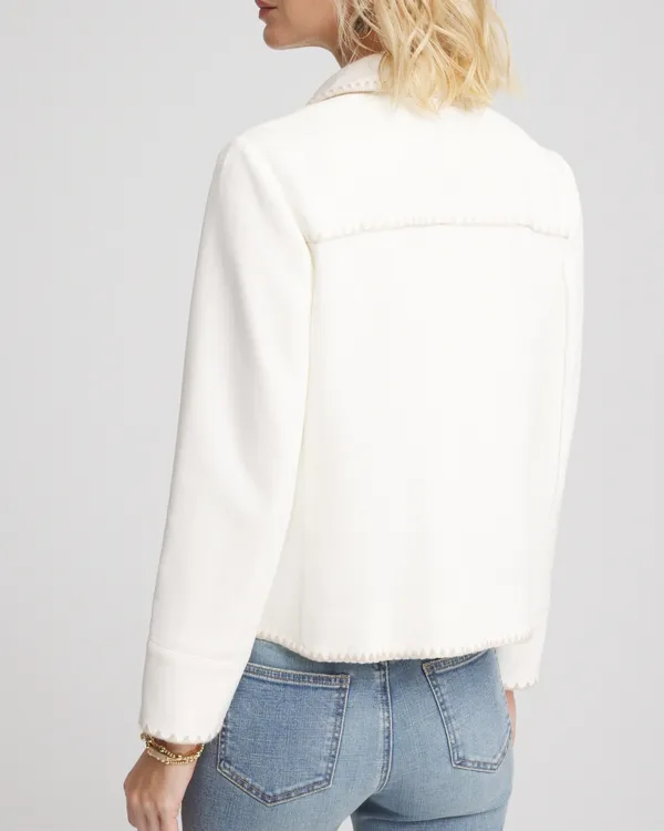 White Button Front Military Style Jacket