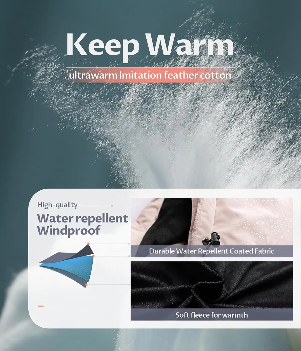 US Women's Winter Hooded Coat Waterproof Warm Long Puffer Jacket Parka