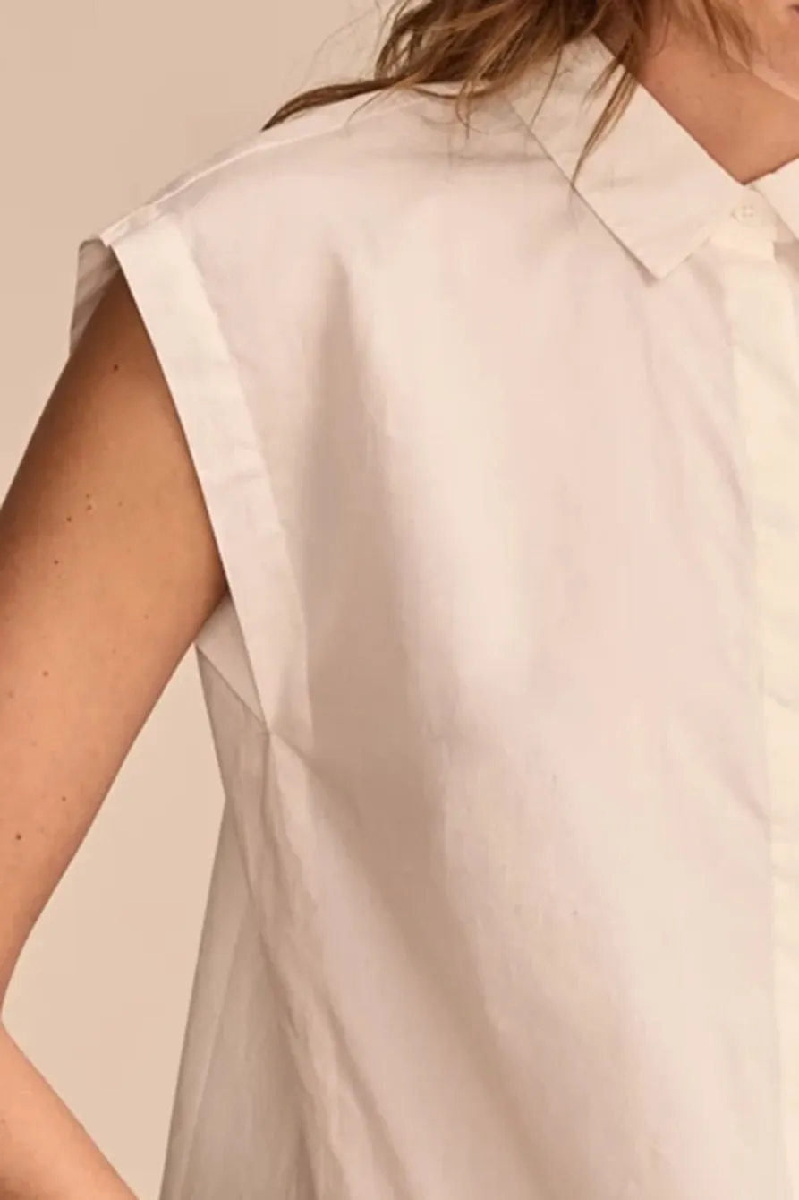 Bright White Sleeveless Tunic Buttondown