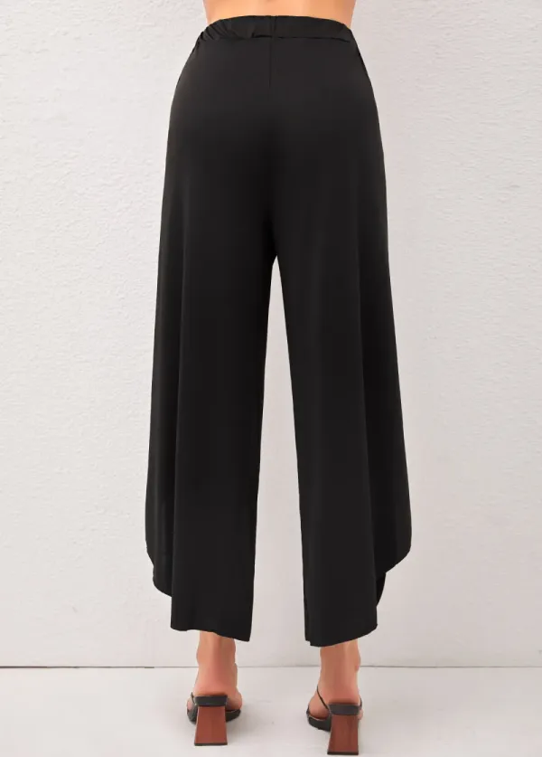 Black High Waisted Side Slit Pants
