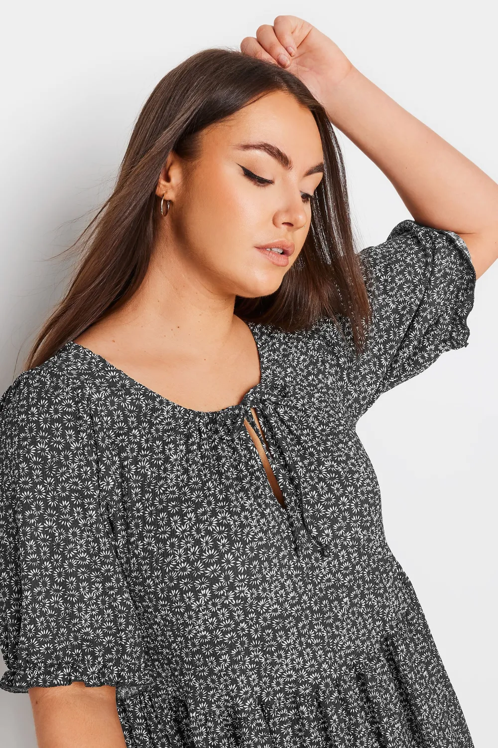 YOURS Curve Black Leopard Print Textured Mini Dress