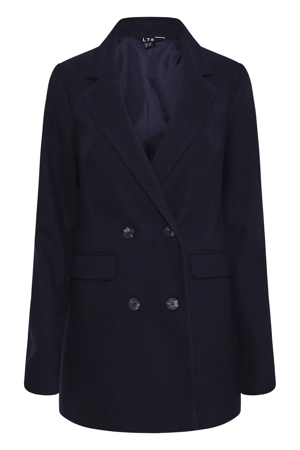 LTS Tall Navy Blue Double Breasted Brushed Jacket