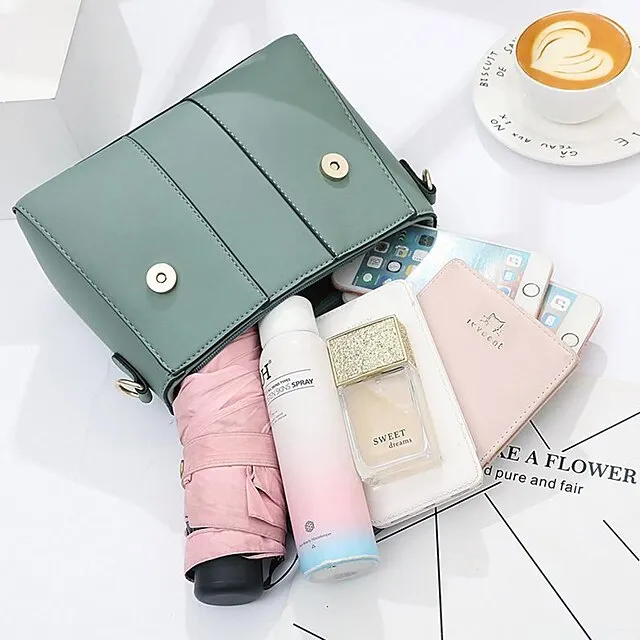 Women's Handbag Crossbody Bag Crossbody Bag Top Handle Bag PU Leather Daily Date Office & Career Solid Color Dark Khaki Rubber red milky