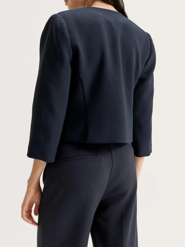 Black Keyhole Neck Basic Jackets