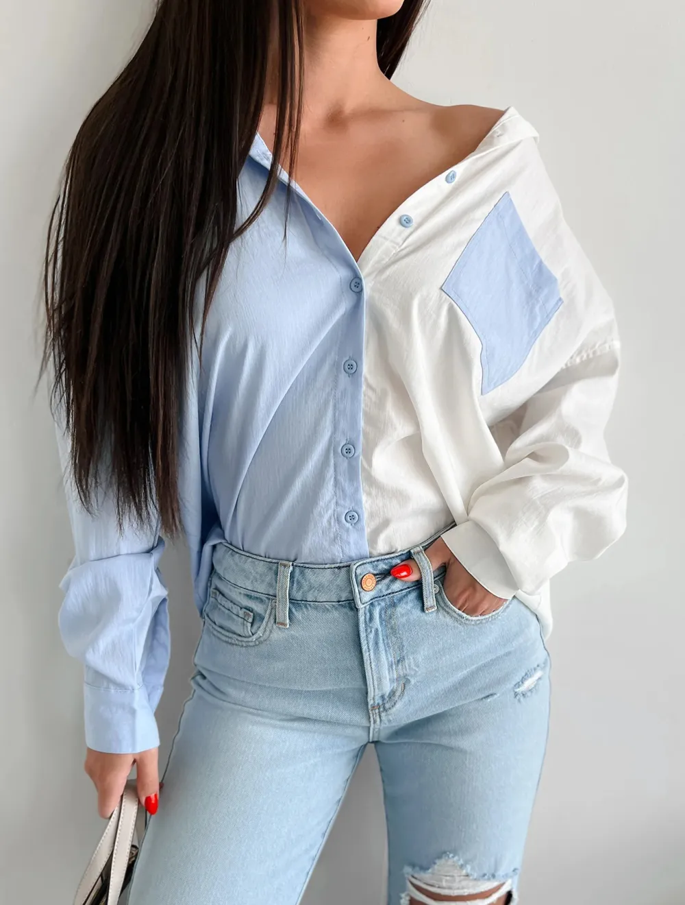 Fresh And Stylish Color-Blocked Shirt