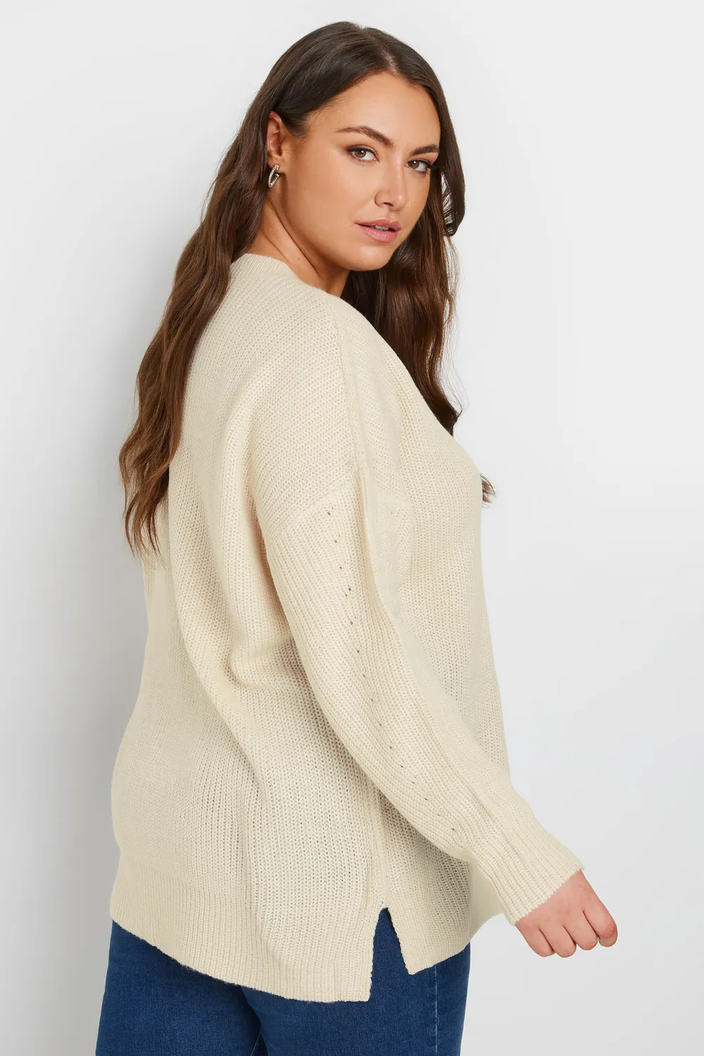YOURS Curve Grey Drop Shoulder Knitted Jumper