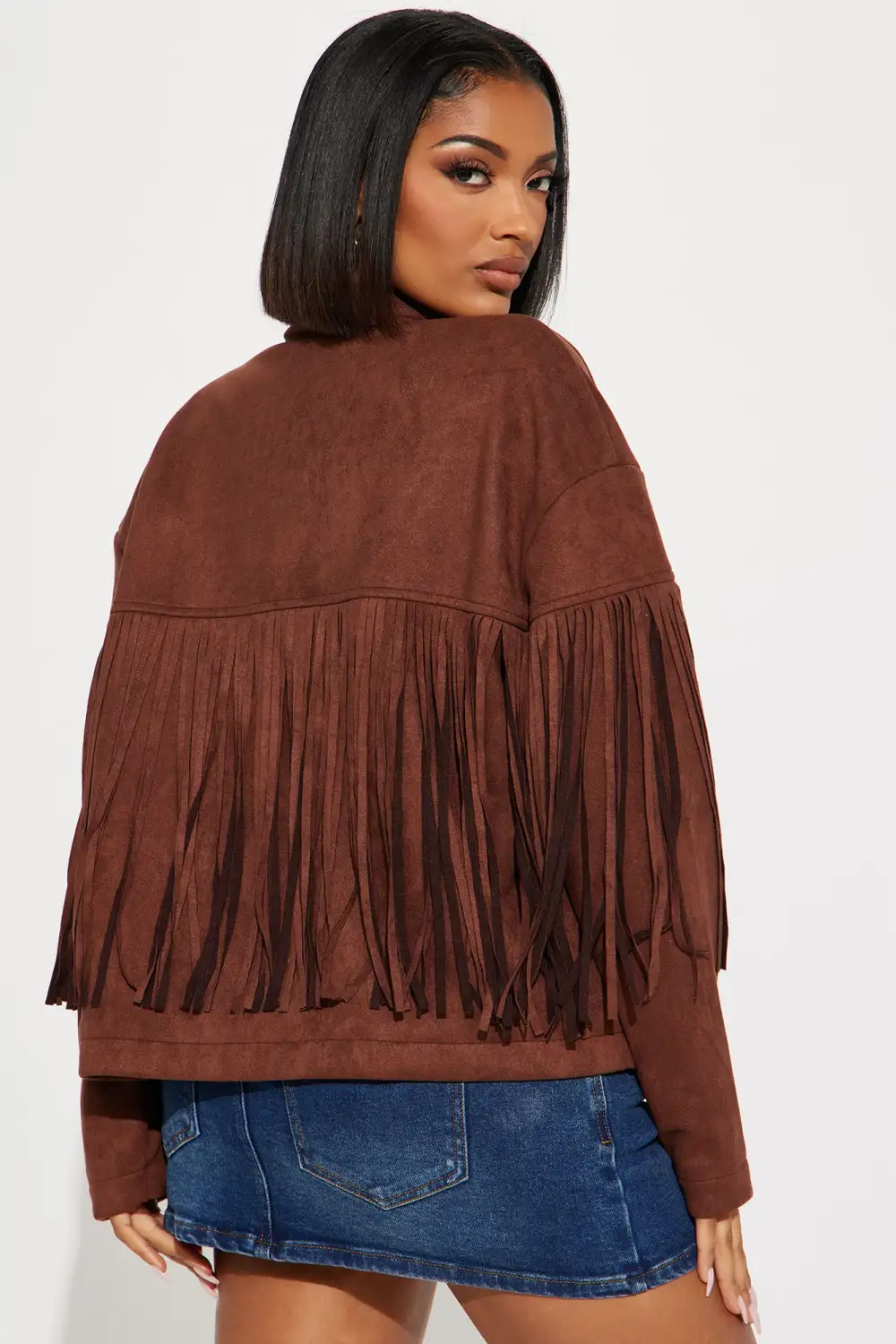 Causing A Scene Fringe Shacket - Brown