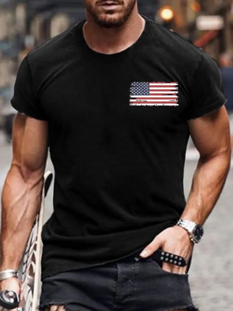 Men'S Round-Neck T-Shirt With I Identify As An American Prints