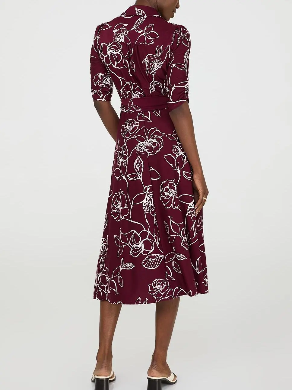 Floral Print Button-Front Midi Dress With Pockets