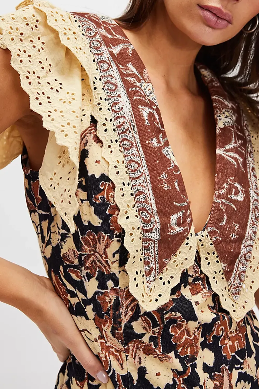 Floral Print V Neck Ruffled Mini Dress