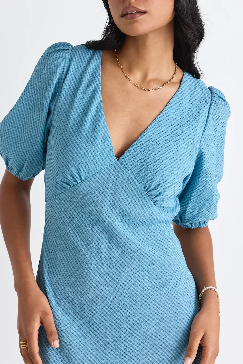 V-neck Short Sleeve Midi Dress