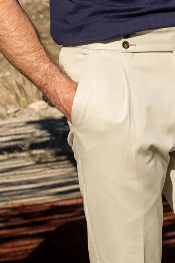 Beige Cotton Trousers