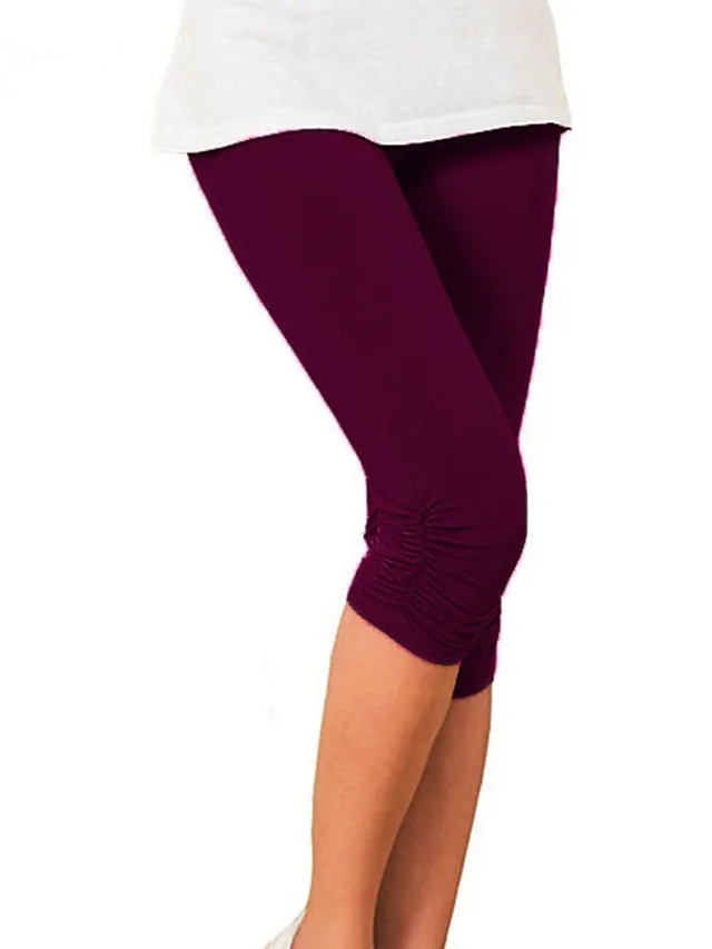 Women's Yoga Pants Sun Protection Tummy Control Butt Lift High Waist Yoga Fitness Gym Workout Capri Leggings Bottoms Violet Black White Sports Activewear High Elasticity Skinny