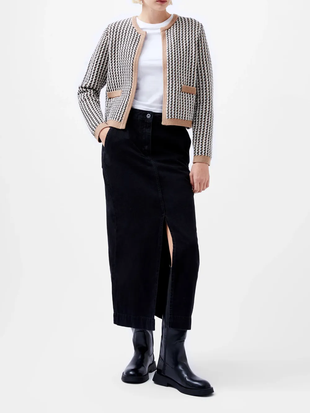 Stylish Textured Crewneck Cardigan