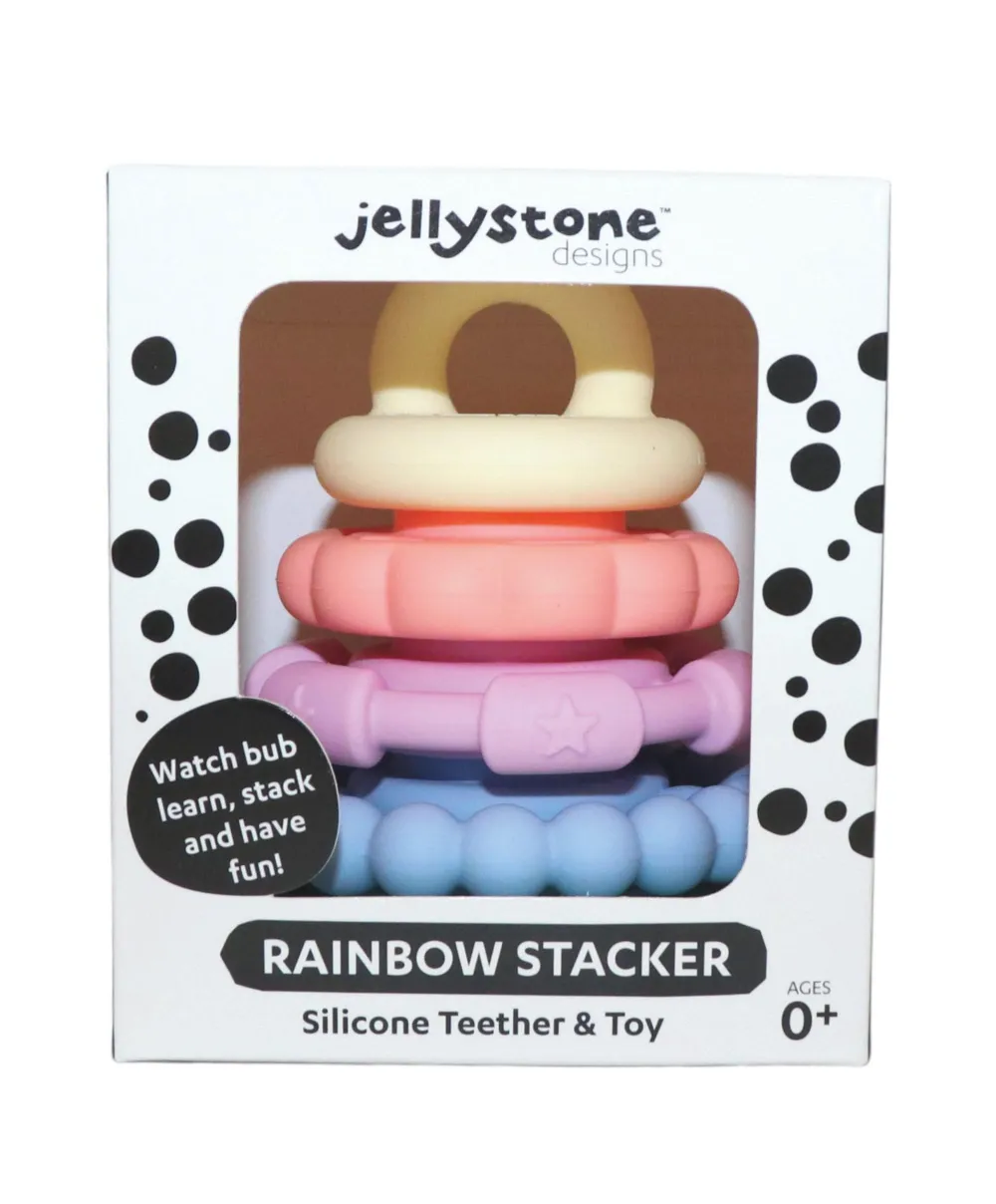 Jellystone Designs Rainbow Stackers & Teether – Pastel