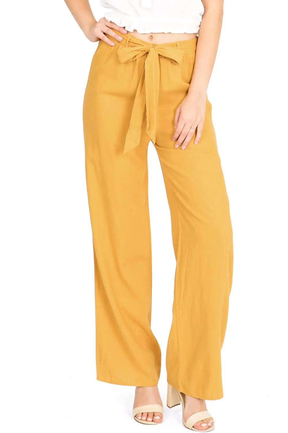 Mustard Yellow Linen Tie - Waist Pants