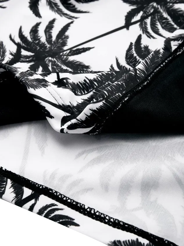 Vacation Floral Printing Scoop Neck Tankinis Two-Piece Set