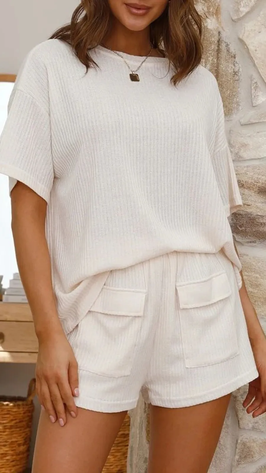 Light-Colored Vertical Striped Casual Top