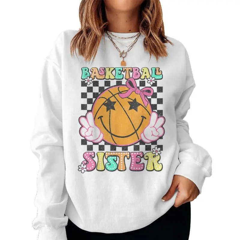 Basketball Sister Coquette Bow Basketball Lovers Girls Women Sweatshirt