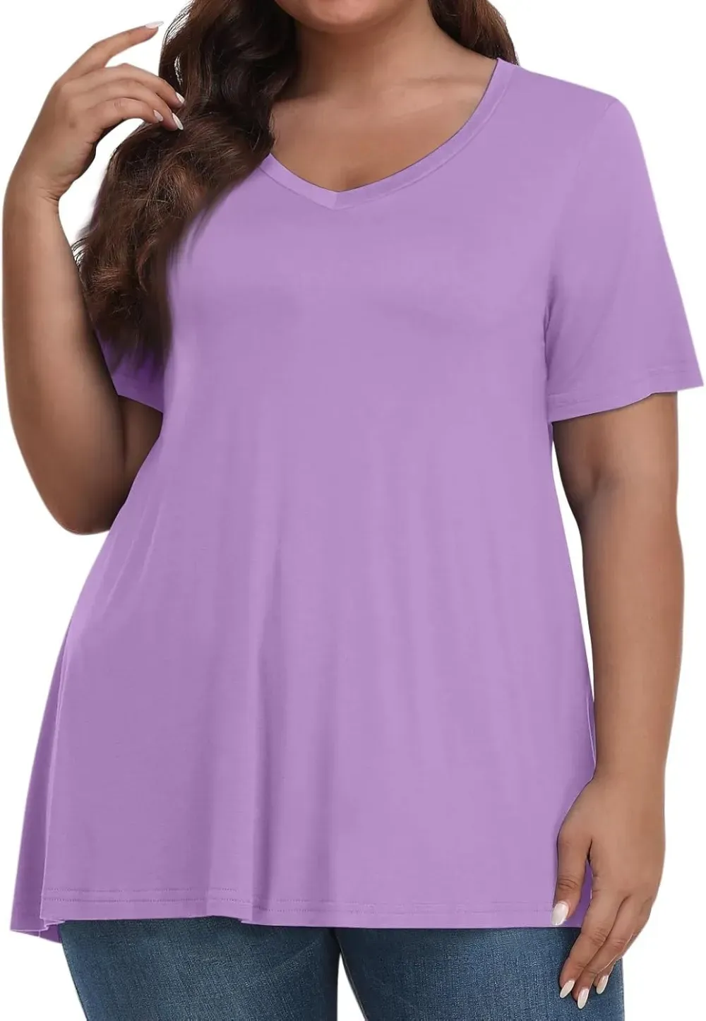 Plus Size Tops for Women Dressy Short Sleeve V Neck Shirts for Women Summer Tops for Women 2024 Floral Print Top