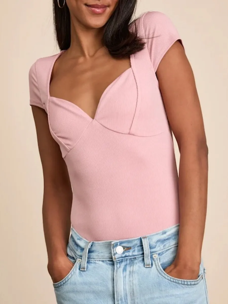 Casual Sweetheart Neck Bodysuit