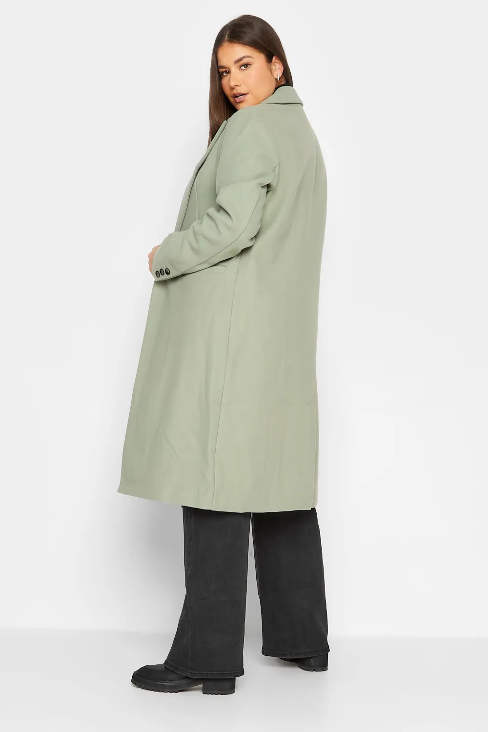 LTS Tall Sage Green Midi Formal Coat